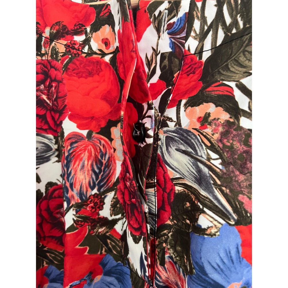 Marni Floral 100% Cotton Blouse Womens Red Blue Button Hem Made in Italy Luxury - Picture 5 of 10
